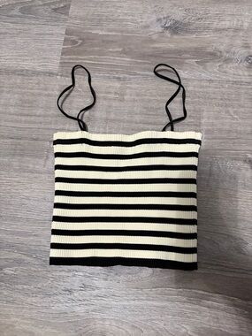 Zara Black & Cream Striped Ribbed Cami